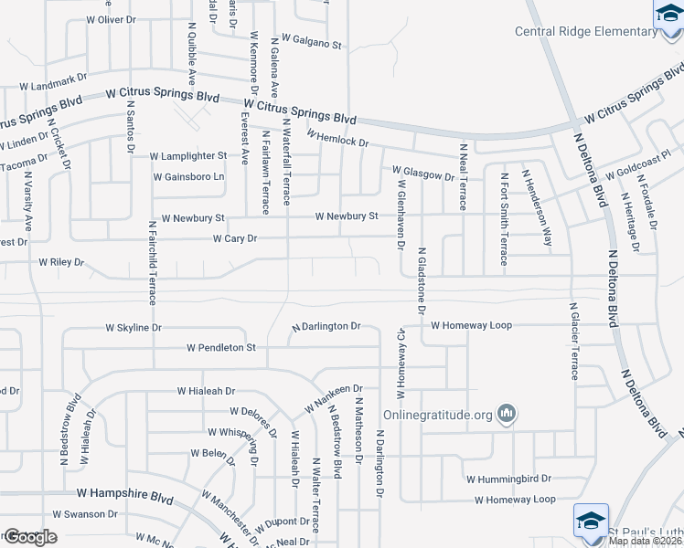 map of restaurants, bars, coffee shops, grocery stores, and more near 1128 West Riley Drive in Citrus Springs