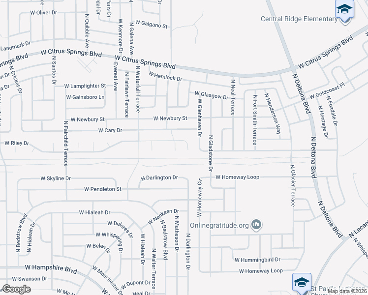 map of restaurants, bars, coffee shops, grocery stores, and more near 1060 West Riley Drive in Citrus Springs