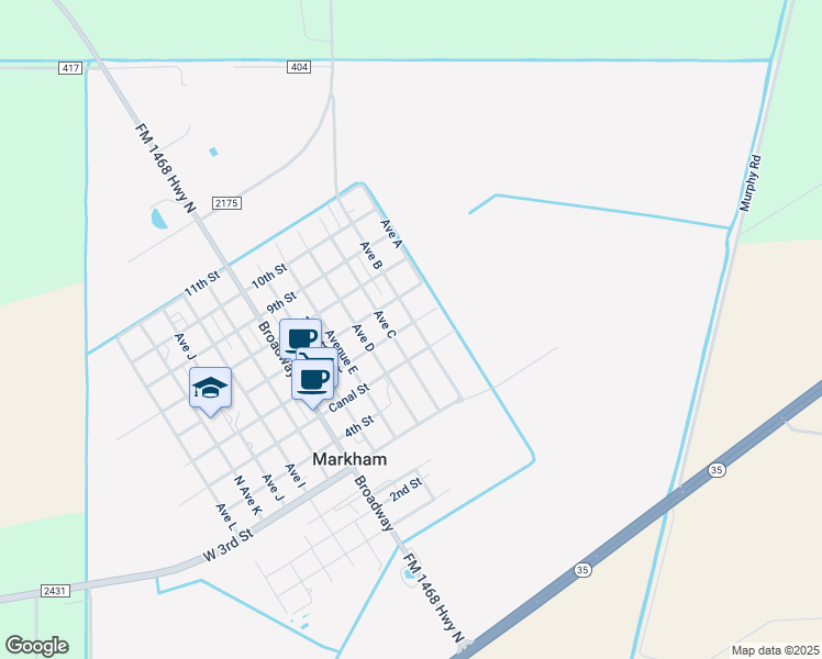map of restaurants, bars, coffee shops, grocery stores, and more near 205 Avenue B in Markham