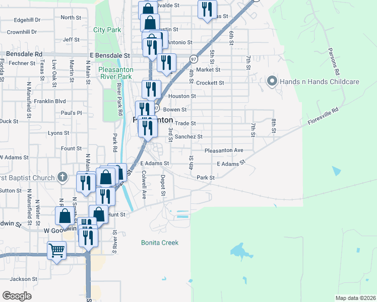 map of restaurants, bars, coffee shops, grocery stores, and more near 640 Pleasanton Avenue in Pleasanton