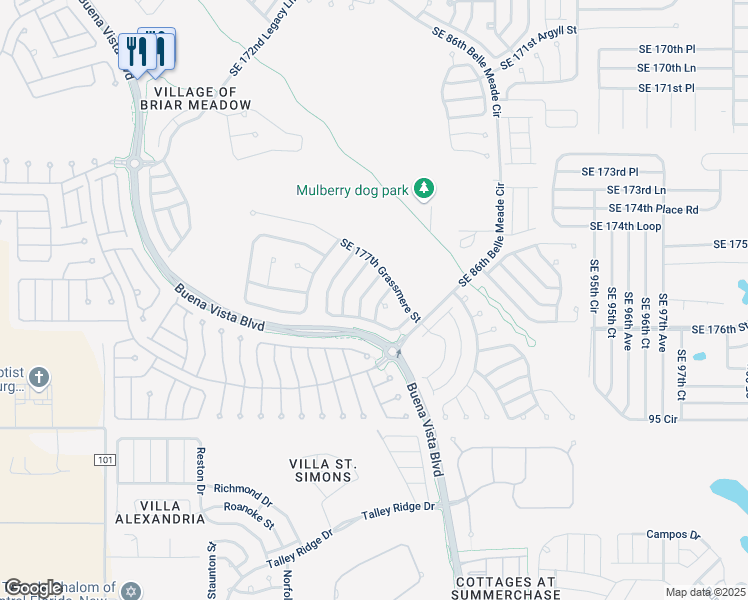 map of restaurants, bars, coffee shops, grocery stores, and more near 17727 Southeast 89th Keating Terrace in The Villages