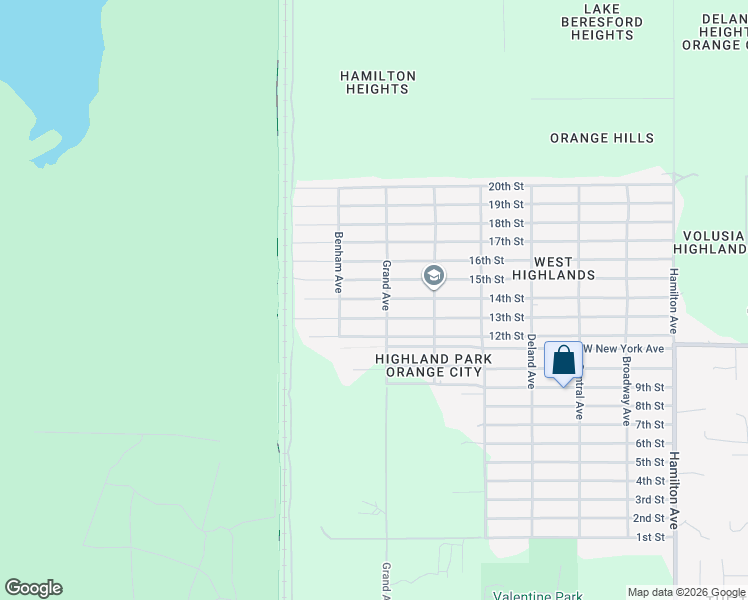 map of restaurants, bars, coffee shops, grocery stores, and more near 1730 14th Street in Orange City