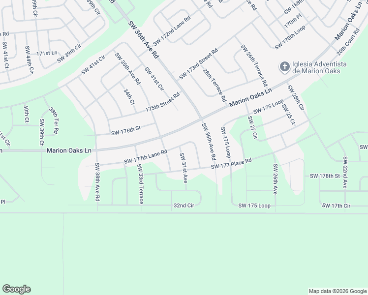 map of restaurants, bars, coffee shops, grocery stores, and more near 3128 Southwest 177th Lane Road in Ocala
