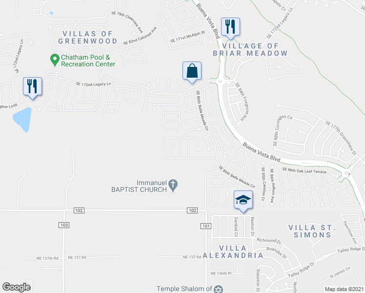 map of restaurants, bars, coffee shops, grocery stores, and more near 17665 Southeast 81st Wynstone Avenue in The Villages