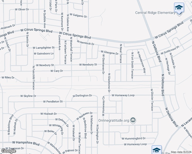 map of restaurants, bars, coffee shops, grocery stores, and more near 1060 West Riley Drive in Citrus Springs