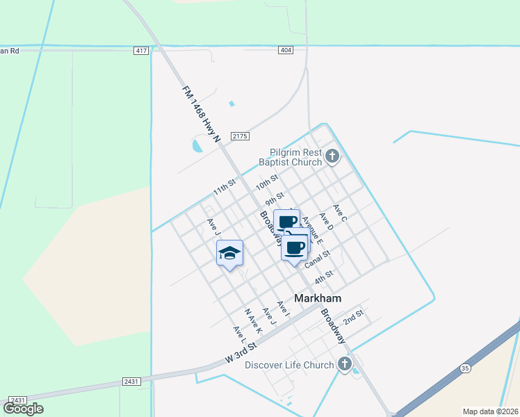 map of restaurants, bars, coffee shops, grocery stores, and more near 198 9th Street in Markham