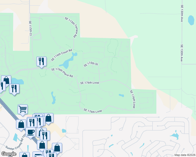 map of restaurants, bars, coffee shops, grocery stores, and more near 12103 Southeast 176th Loop in Summerfield