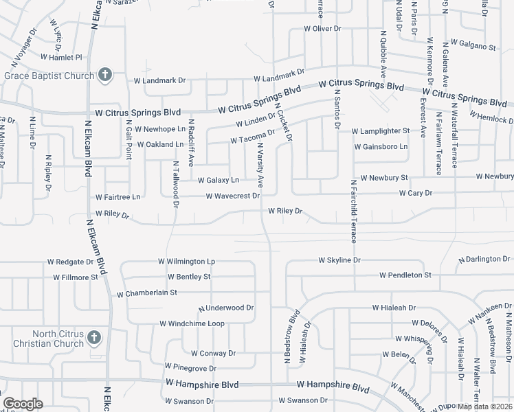 map of restaurants, bars, coffee shops, grocery stores, and more near 2043 West Riley Drive in Citrus Springs