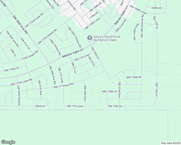 map of restaurants, bars, coffee shops, grocery stores, and more near 17574-17576 Southwest 27th Circle in Ocala