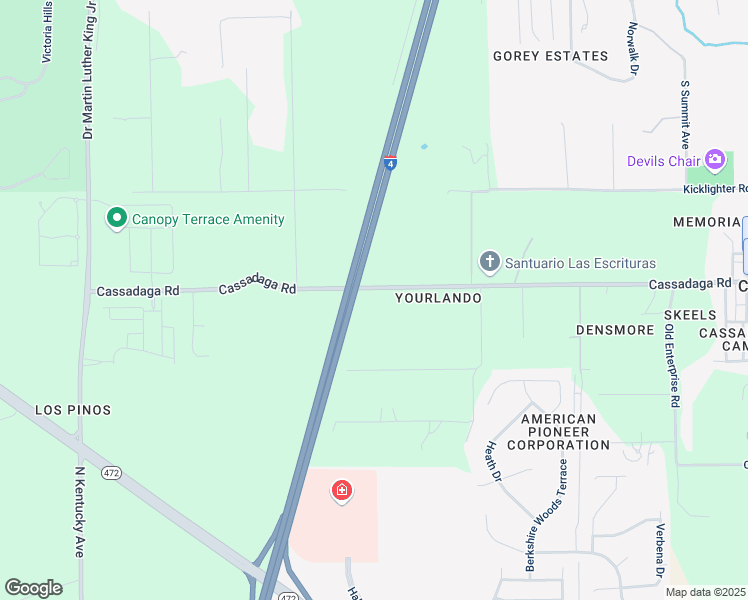 map of restaurants, bars, coffee shops, grocery stores, and more near 981 Cassadaga Road in Lake Helen