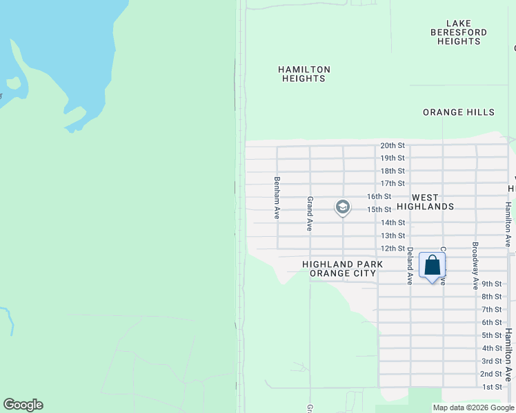 map of restaurants, bars, coffee shops, grocery stores, and more near 1875 16th Street in Orange City