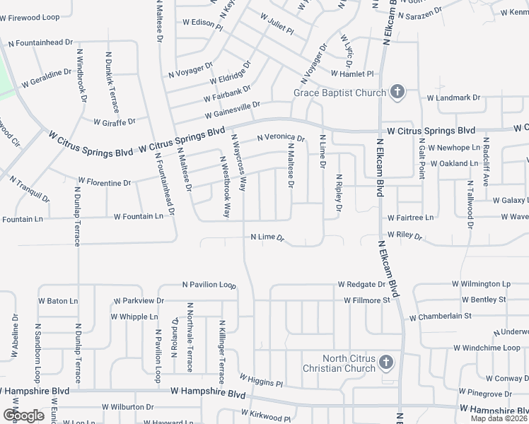 map of restaurants, bars, coffee shops, grocery stores, and more near 7090 North Outrigger Terrace in Citrus Springs