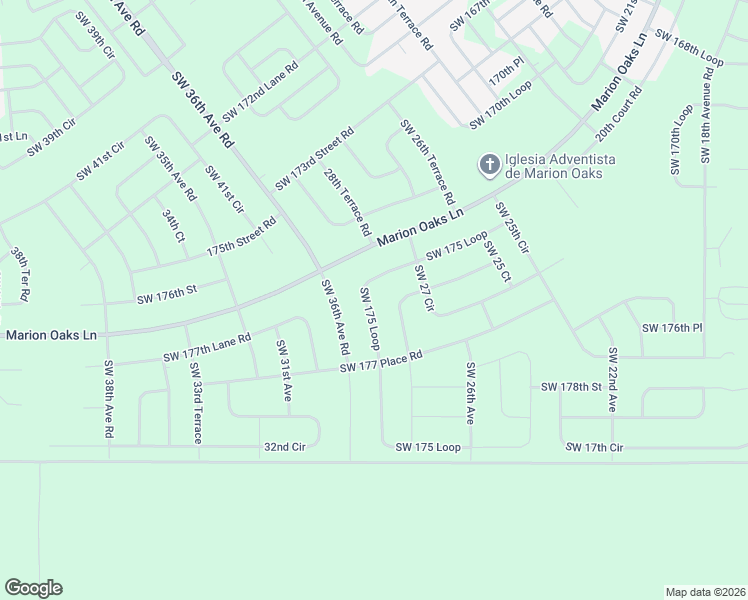 map of restaurants, bars, coffee shops, grocery stores, and more near 2576 Southwest 175 Loop in Ocala
