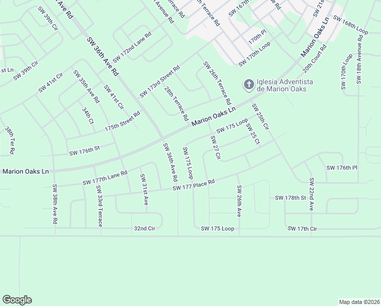 map of restaurants, bars, coffee shops, grocery stores, and more near 2576 Southwest 175 Loop in Ocala