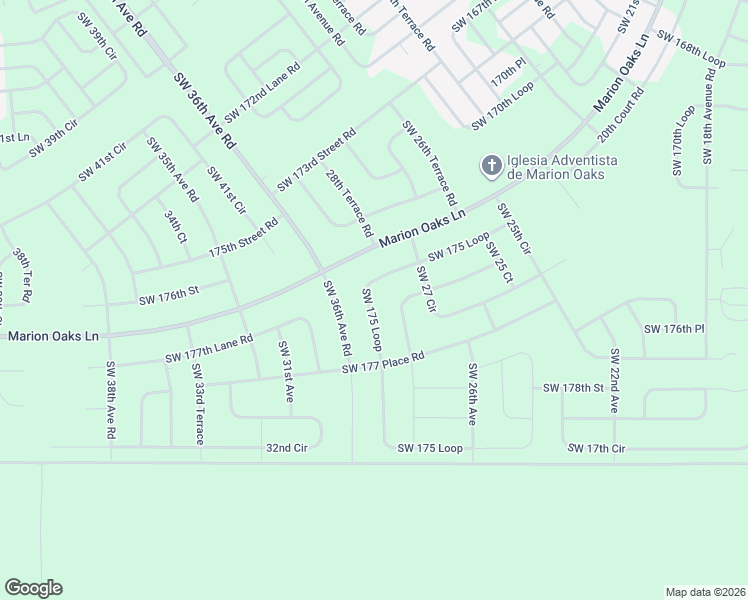 map of restaurants, bars, coffee shops, grocery stores, and more near 2576 Southwest 175 Loop in Ocala