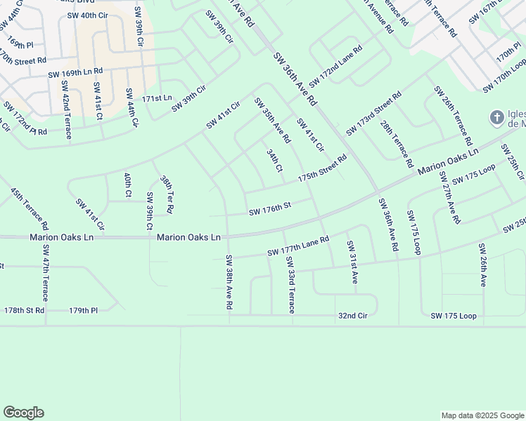 map of restaurants, bars, coffee shops, grocery stores, and more near 3495 Southwest 176th Street in Ocala