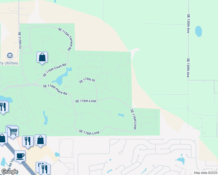 map of restaurants, bars, coffee shops, grocery stores, and more near 17579 Southeast 122nd Terrace in Summerfield