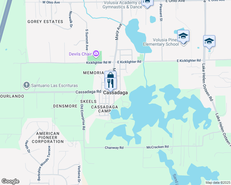 map of restaurants, bars, coffee shops, grocery stores, and more near in Cassadaga