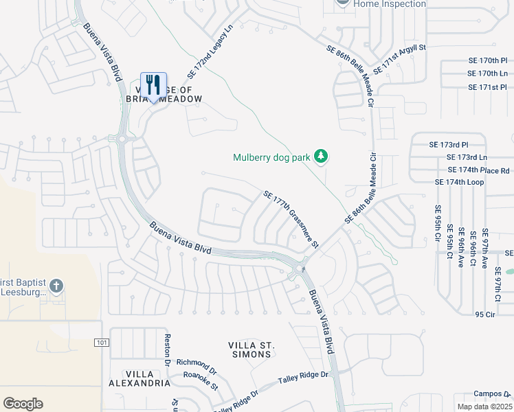 map of restaurants, bars, coffee shops, grocery stores, and more near 17513 Southeast 88th Covington Circle in The Villages