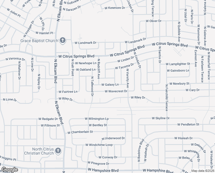map of restaurants, bars, coffee shops, grocery stores, and more near 2208 West Galaxy Lane in Citrus Springs