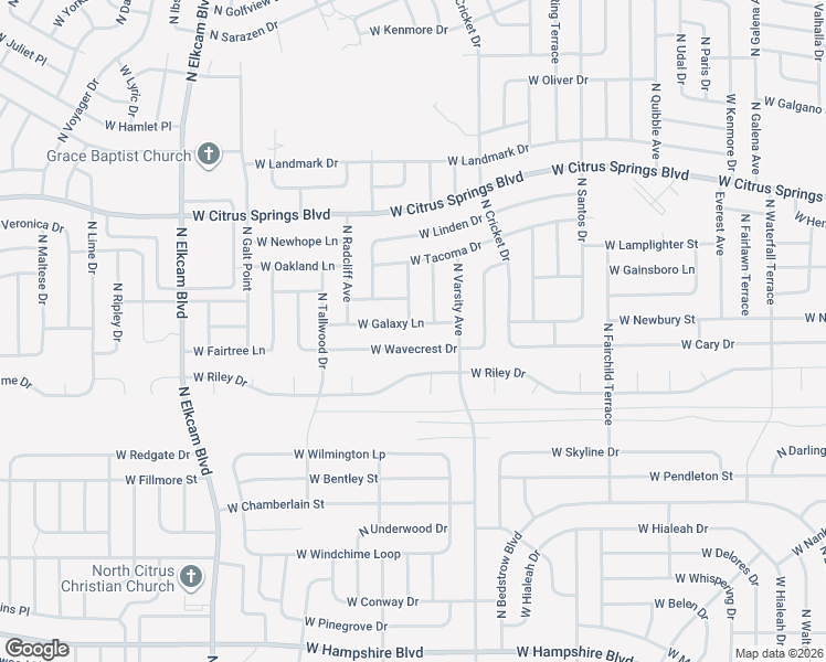 map of restaurants, bars, coffee shops, grocery stores, and more near 2112 West Galaxy Lane in Citrus Springs