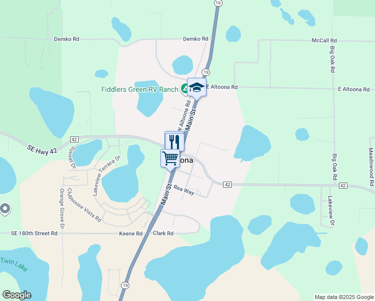map of restaurants, bars, coffee shops, grocery stores, and more near 42404 Main Street in Altoona