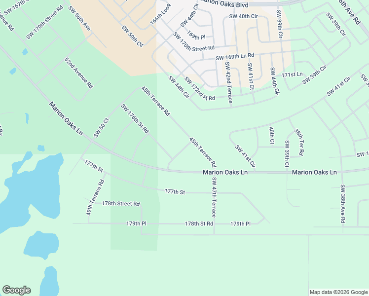 map of restaurants, bars, coffee shops, grocery stores, and more near 45th Terrace Road in Ocala