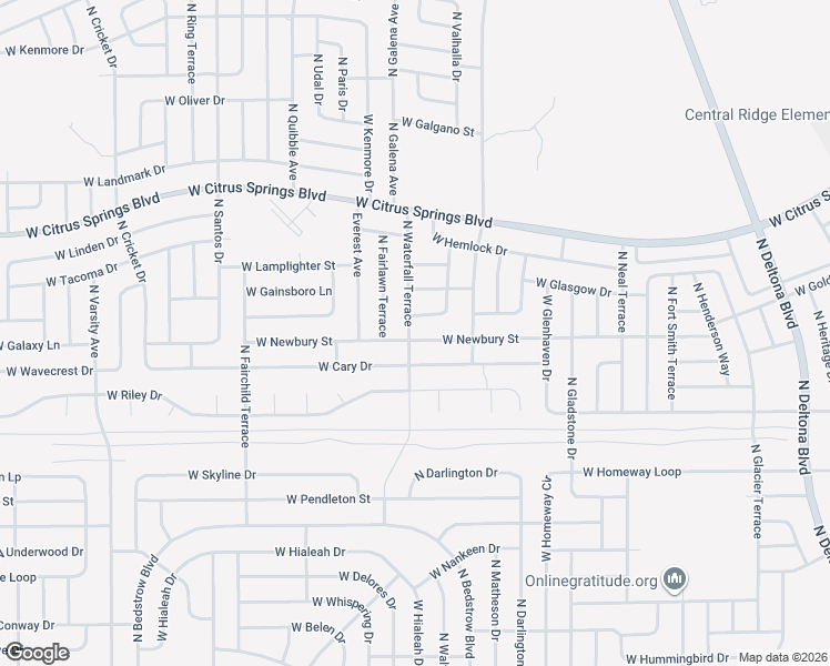 map of restaurants, bars, coffee shops, grocery stores, and more near 1306 West Newbury Street in Citrus Springs