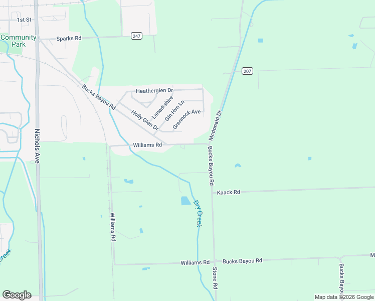 map of restaurants, bars, coffee shops, grocery stores, and more near Bucks Bayou Road in Bay City