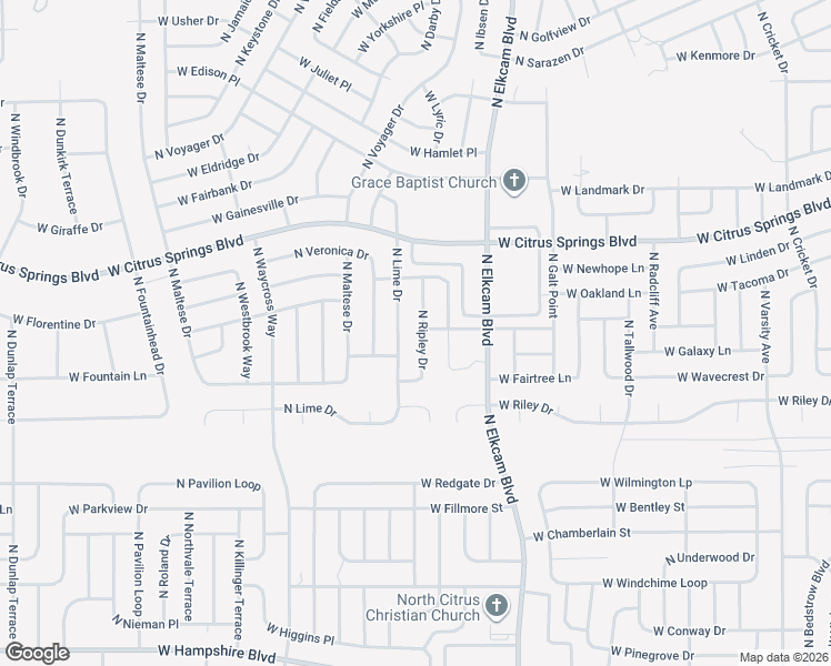 map of restaurants, bars, coffee shops, grocery stores, and more near 7184 North Ripley Drive in Citrus Springs