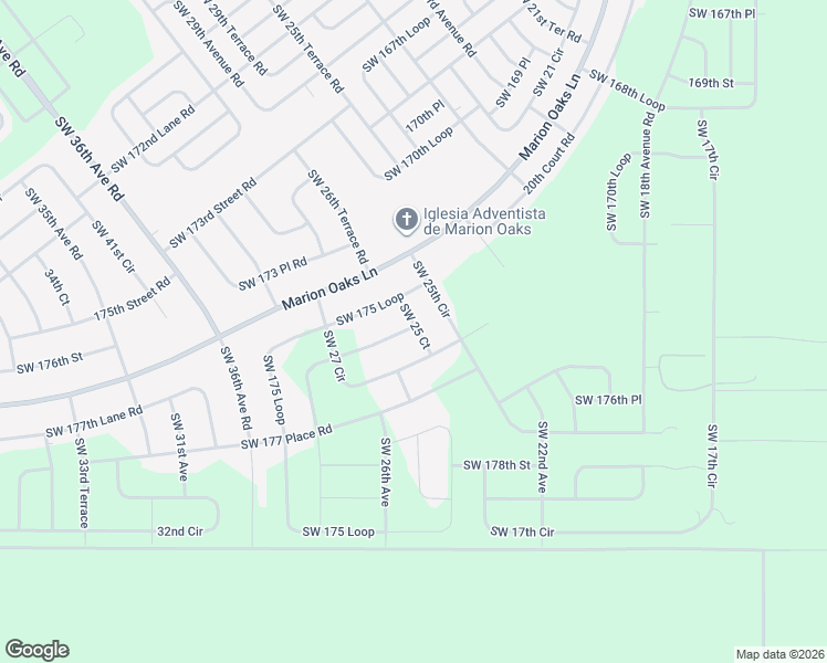 map of restaurants, bars, coffee shops, grocery stores, and more near 2512 Southwest 175 Loop in Ocala