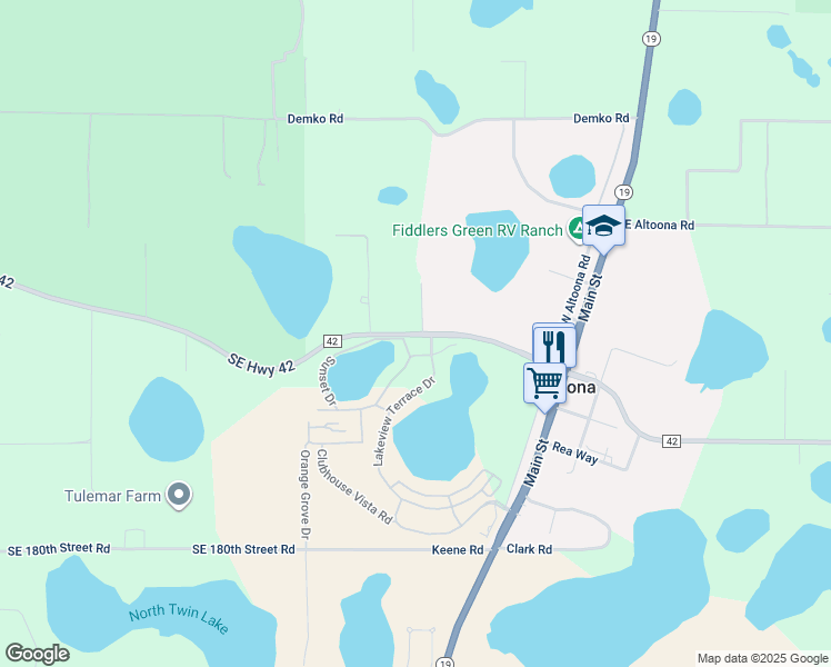 map of restaurants, bars, coffee shops, grocery stores, and more near 18233 County Road 42 in Altoona