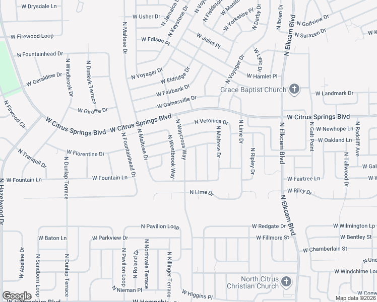 map of restaurants, bars, coffee shops, grocery stores, and more near 7195 North Outrigger Terrace in Citrus Springs