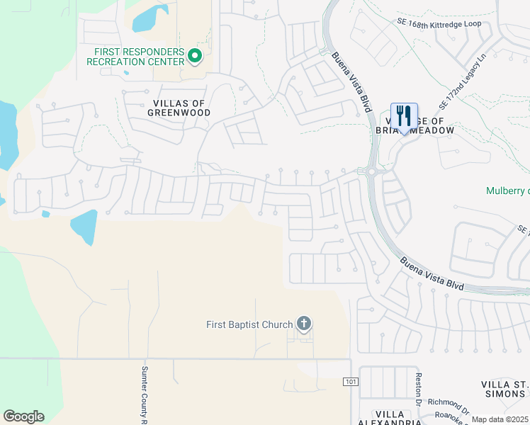 map of restaurants, bars, coffee shops, grocery stores, and more near 17485 Southeast 79th Lovewood Avenue in The Villages
