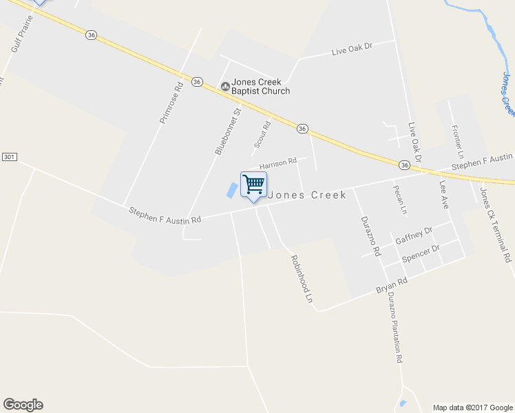 map of restaurants, bars, coffee shops, grocery stores, and more near 7002 Stephen F Austin Road in Jones Creek