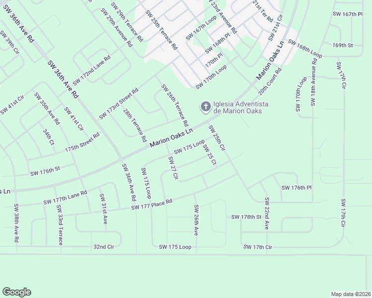 map of restaurants, bars, coffee shops, grocery stores, and more near 2517 Southwest 175 Loop in Ocala