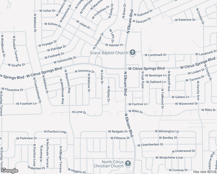 map of restaurants, bars, coffee shops, grocery stores, and more near 7184 North Ripley Drive in Citrus Springs