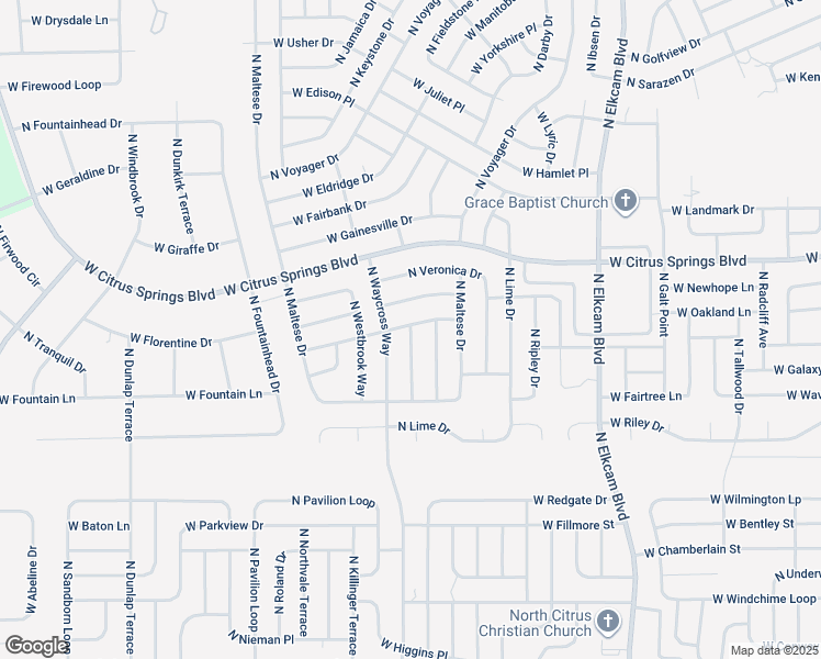 map of restaurants, bars, coffee shops, grocery stores, and more near 7195 North Outrigger Terrace in Citrus Springs