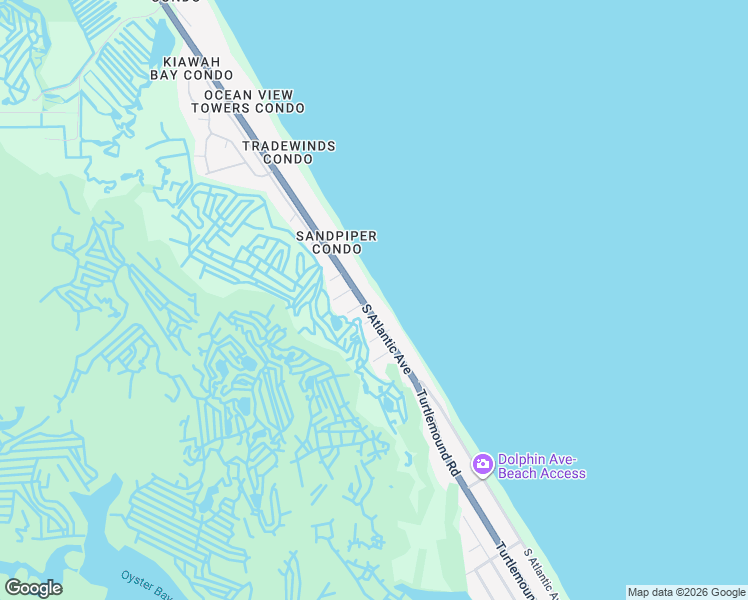 map of restaurants, bars, coffee shops, grocery stores, and more near 5701 South Atlantic Avenue in New Smyrna Beach