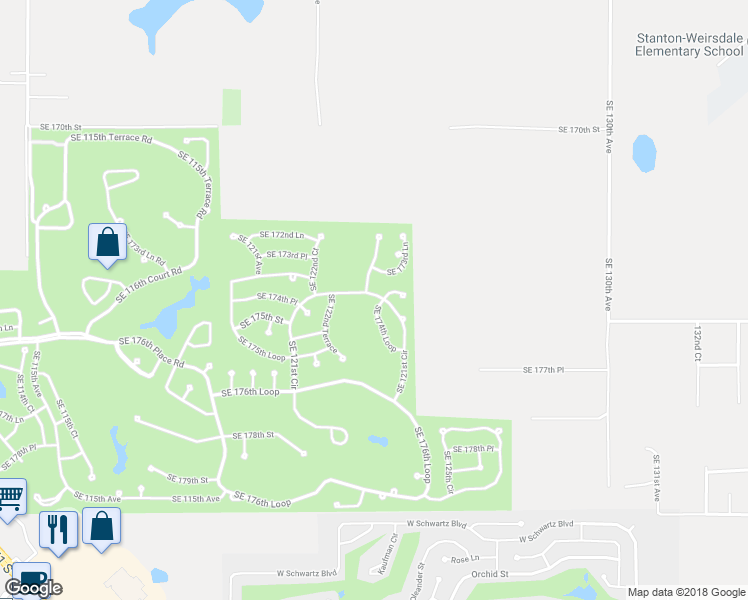 map of restaurants, bars, coffee shops, grocery stores, and more near 17513 Southeast 121st Circle in Summerfield