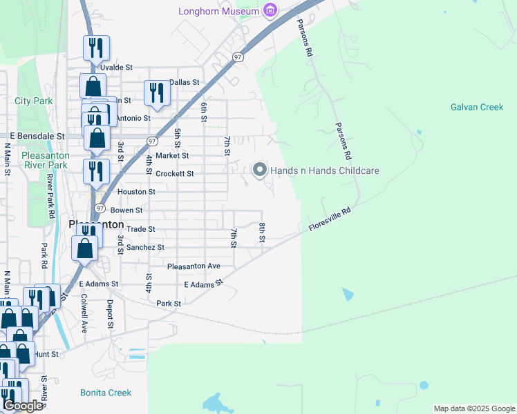 map of restaurants, bars, coffee shops, grocery stores, and more near 1031 Bowen Street in Pleasanton