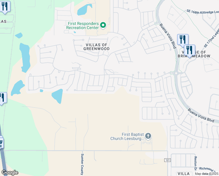 map of restaurants, bars, coffee shops, grocery stores, and more near 7770 Southeast 174th Glen Leven Loop in The Villages