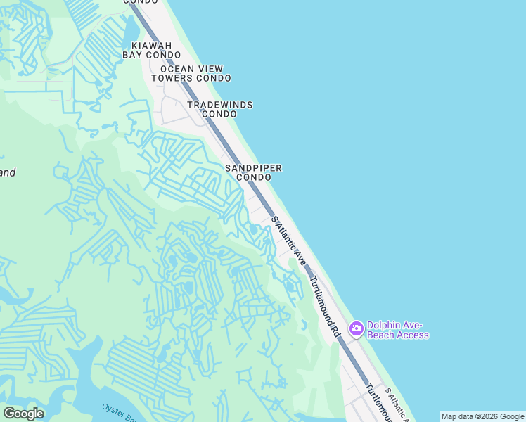 map of restaurants, bars, coffee shops, grocery stores, and more near 5701 South Atlantic Avenue in New Smyrna Beach