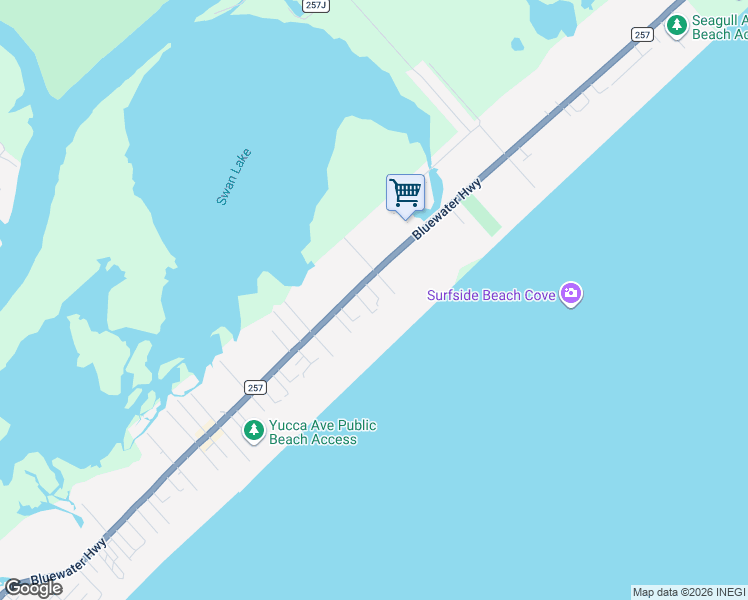 map of restaurants, bars, coffee shops, grocery stores, and more near 118 Point Lafitte Court in Surfside Beach