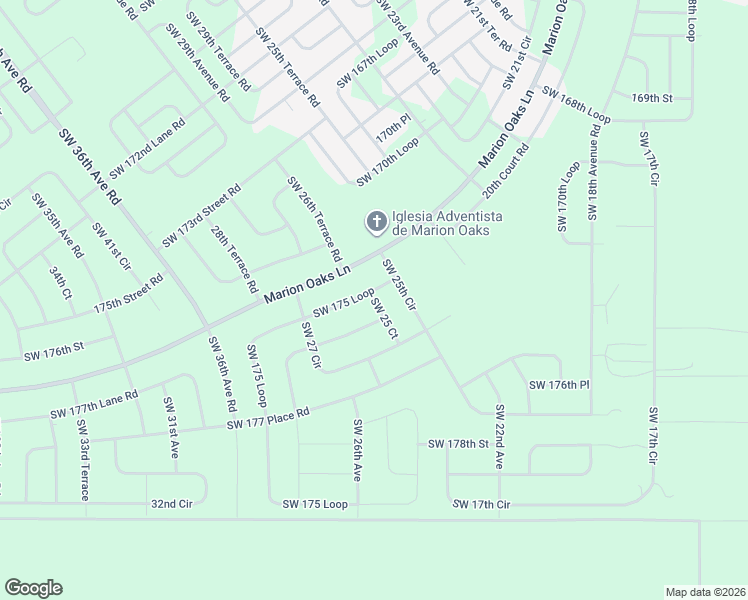 map of restaurants, bars, coffee shops, grocery stores, and more near 17356 Southwest 25 Court in Ocala