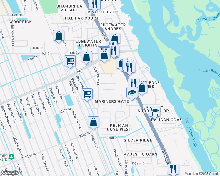 map of restaurants, bars, coffee shops, grocery stores, and more near 364 Mariners Gate Drive in Edgewater