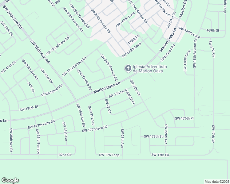 map of restaurants, bars, coffee shops, grocery stores, and more near 2517 Southwest 175 Loop in Ocala