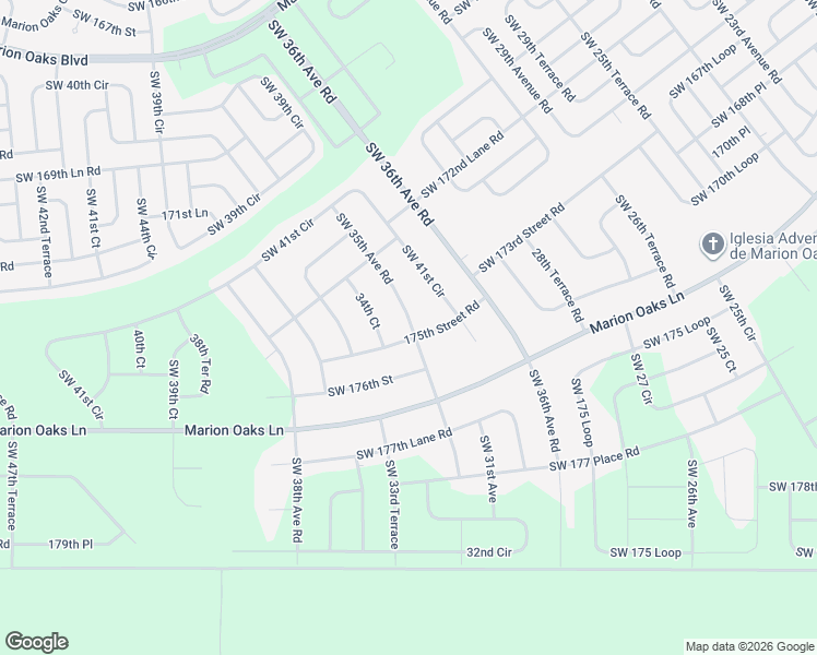 map of restaurants, bars, coffee shops, grocery stores, and more near 175th Street Road in Ocala