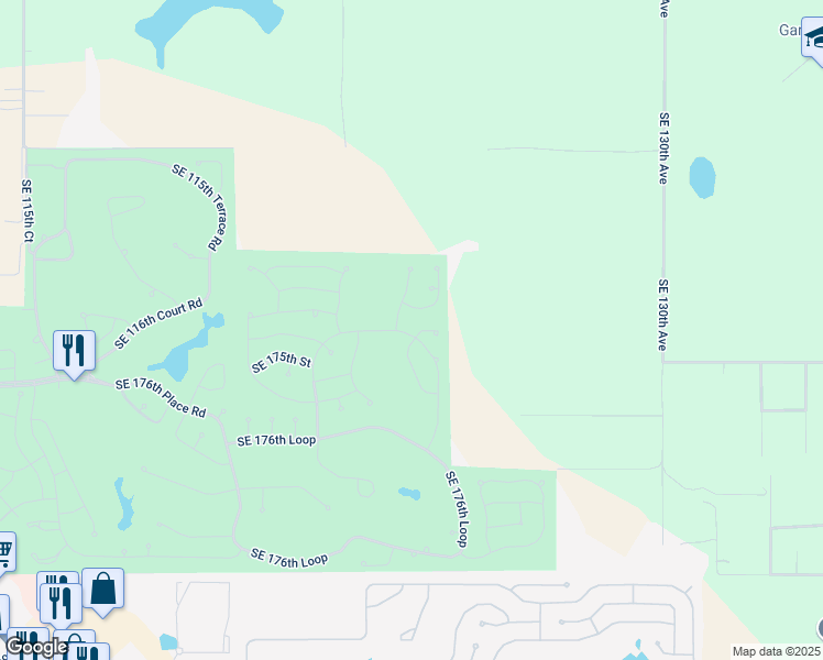 map of restaurants, bars, coffee shops, grocery stores, and more near 17513 Southeast 121st Circle in Summerfield