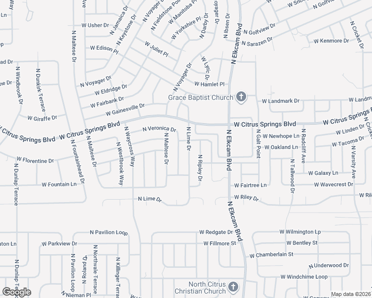 map of restaurants, bars, coffee shops, grocery stores, and more near 7179 North Veronica Drive in Citrus Springs